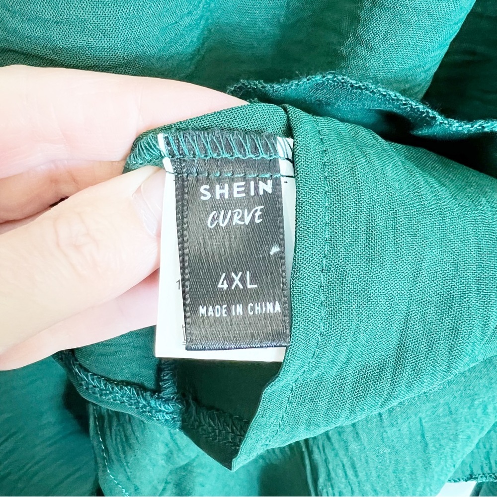 Shein Curve Ruffled Long Sleeve Top Green Size 4XL - Picture 6 of 8